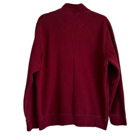 Lands' End 1/4 zip burgundy pullover 100% cotton nordic style sweater size L/T - Picture 3 of 15